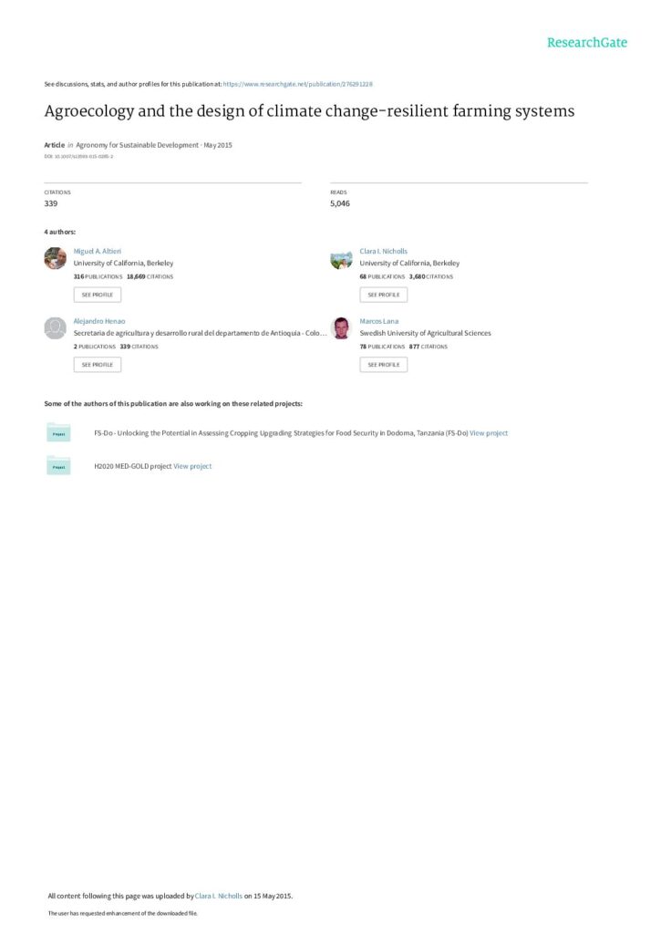 thumbnail of Agroecology and the design of climate change-resilient farming systems