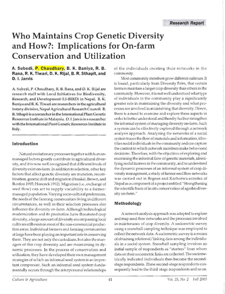 thumbnail of Who Maintains Crop Genetic Diversity and How?